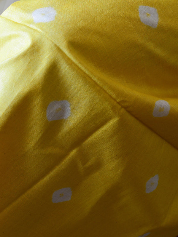 Bhagalpuri Silk Cotton Suit Set With Shibori Dye Design-Yellow & Green