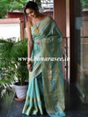Banarasee Handwoven Semi-Chiffon Saree With Floral Border & Buti-Pastel Green