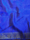 Banarasee Handwoven Semi-Chiffon Saree With Zari Floral Jaal Design-Blue