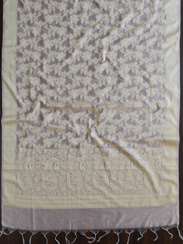 Banarasee Cotton Silk Jaal Pattern Dupatta-Beige