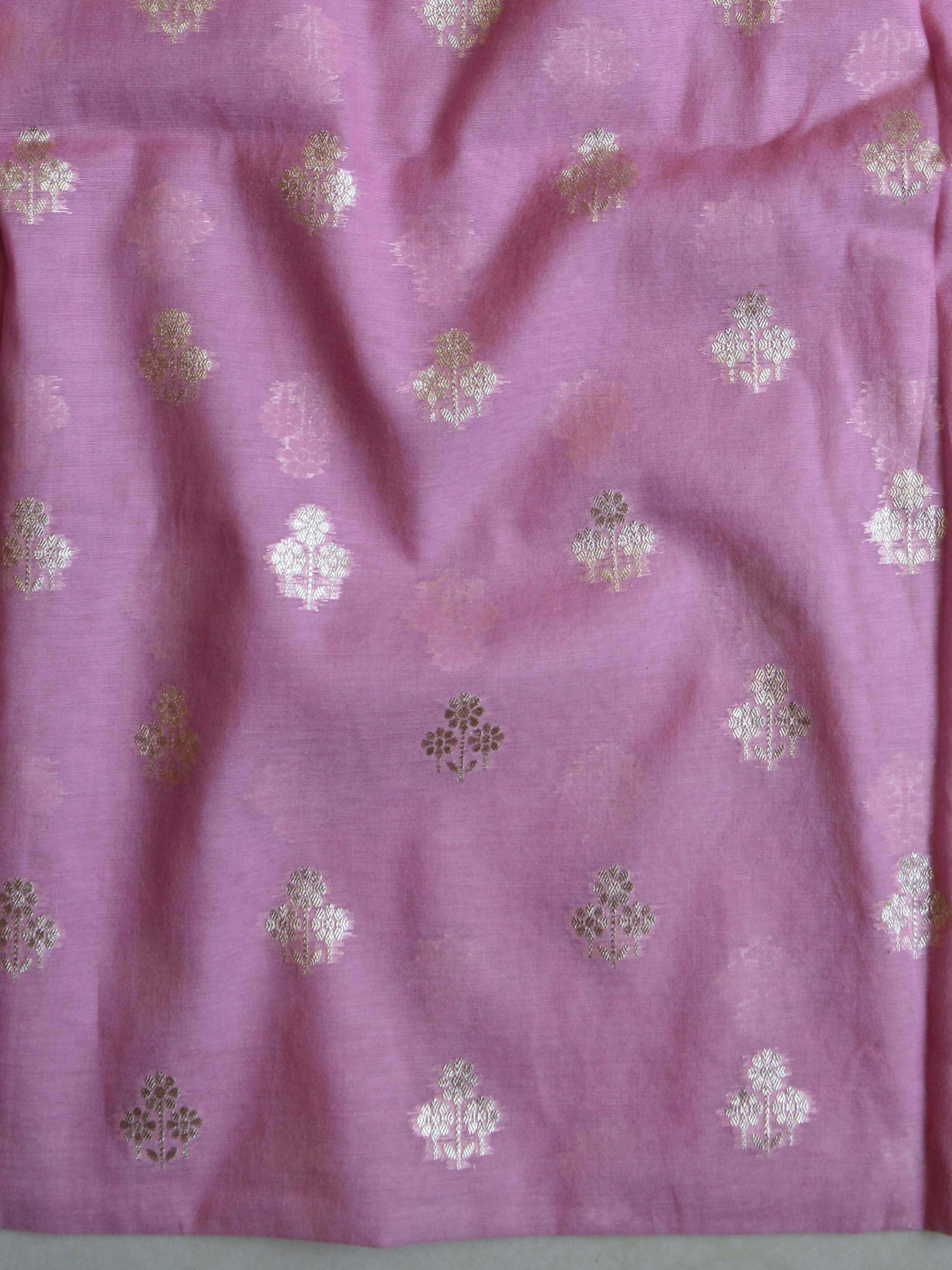 Banarasee Handloom Chanderi Silk Ombre Dyed Zari Work Salwar Kameez Dupatta Set-Blush Pink
