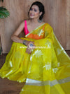 Banarasee Organza Mix Saree With Silver Leaf Buta & Border-Yellow