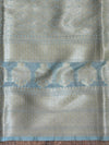 Banarasee Handwoven Semi-Chiffon Saree With Floral Border & Buti-Pastel Green