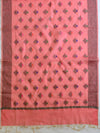 Banarasee Chanderi Cotton Salwar Kameez Fabric With Ghiccha Work-Peach