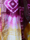 Bhagalpuri Silk Cotton Suit Set With Ghichha Jaal Kameez & Shibori Dupatta-Yellow & Purple