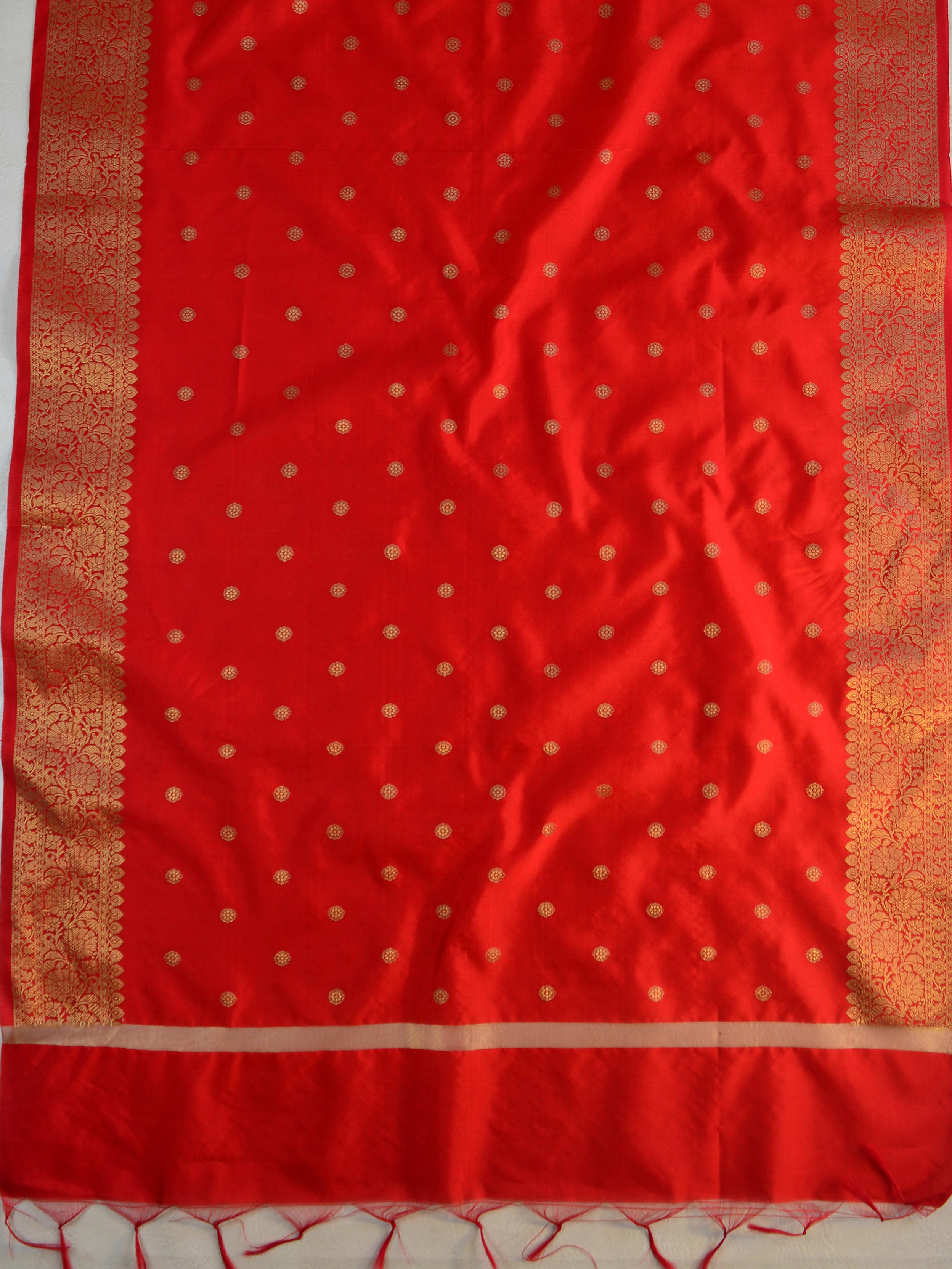 Banarasee Art Silk Buti Design Dupatta-Red