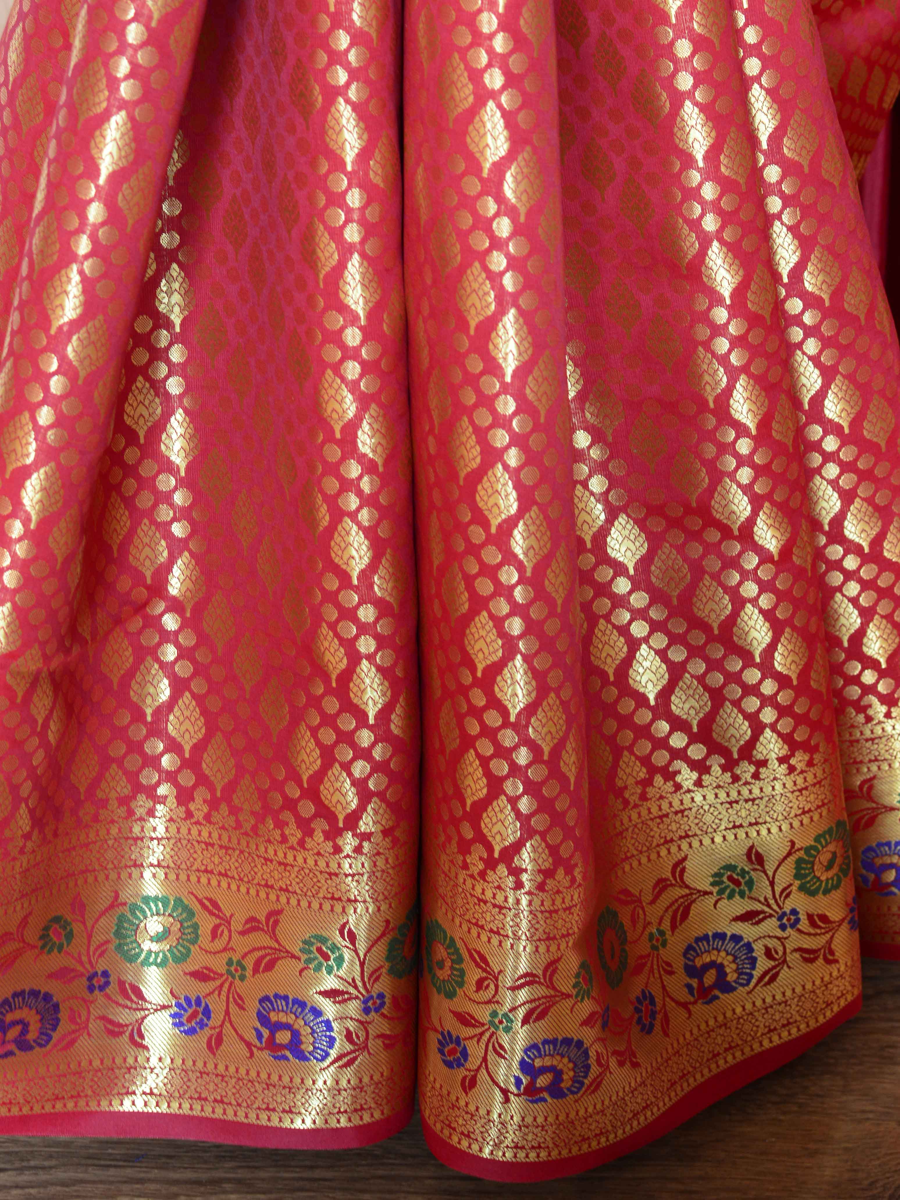 Banarasee Art Silk Saree With Zari Buta & Border-Maroon