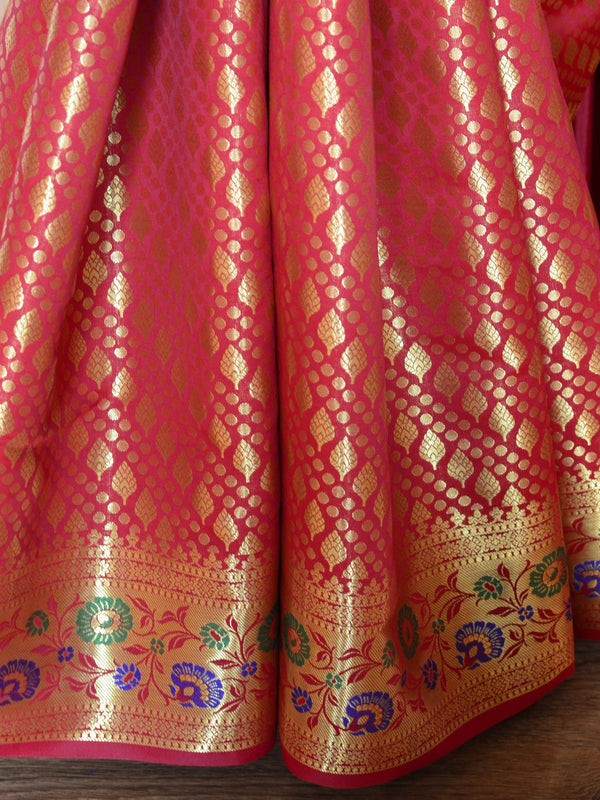 Banarasee Art Silk Saree With Zari Buta & Border-Maroon
