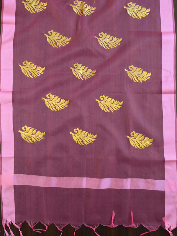 Banarasee Embroidered Gold Buta Design Organza Dupatta-Pink