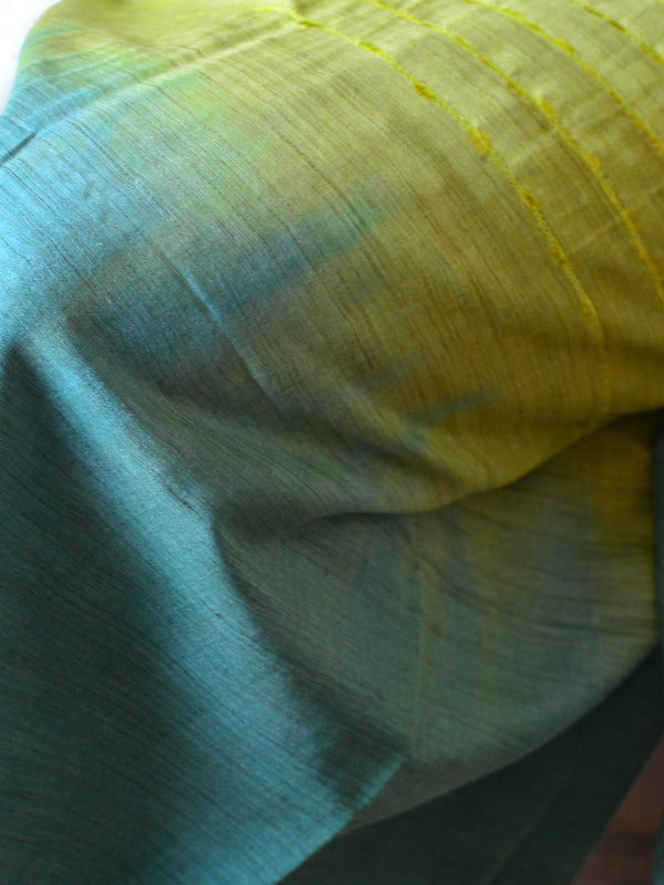 Bhagalpuri Jute Silk Cotton Suit Set With Shaded Dupatta & Kameez-Green