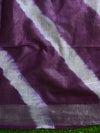 Bhagalpur Handloom Pure Linen Cotton Hand-Dyed Shibori Pattern Saree-Purple