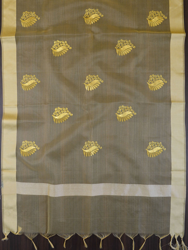 Banarasee Embroidered Gold Buta Design Organza Dupatta-Beige