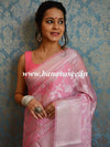 Banarasee Handwoven Semi-Chiffon Saree With Silver Zari Jaal-Pink