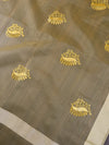Banarasee Embroidered Gold Buta Design Organza Dupatta-Beige