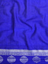 Banarasee Handwoven Semi-Chiffon Saree With Silver Zari Design & Contrast Blouse-Red