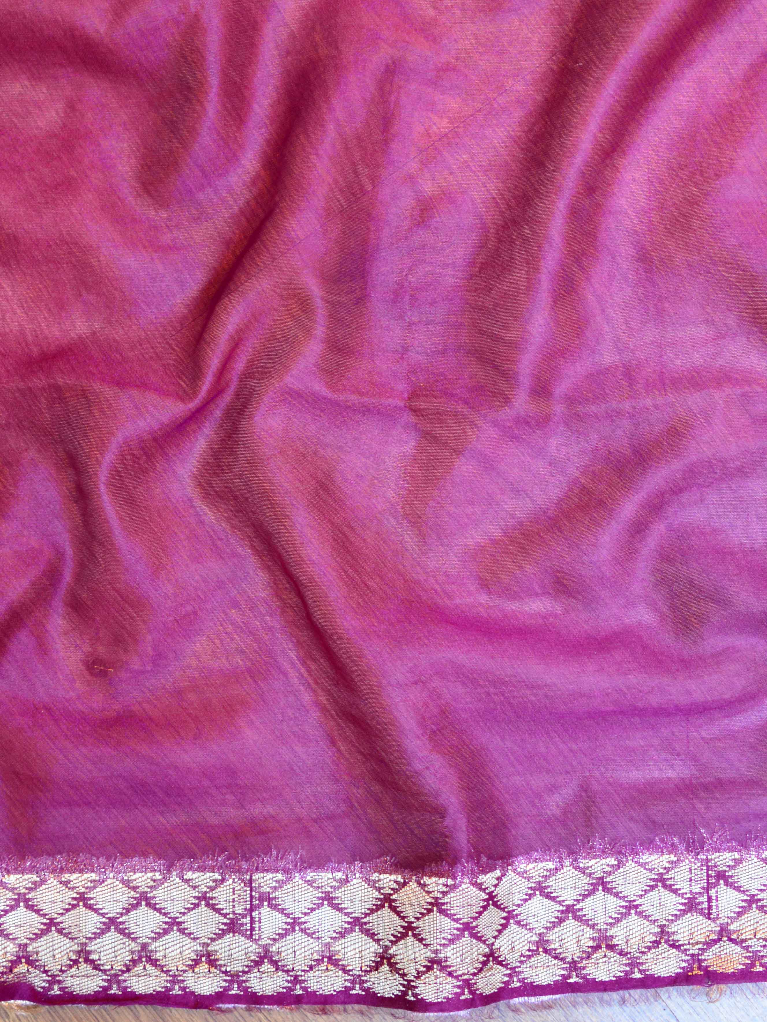 Banarasee Faux Georgette Saree With Gold Zari Ganga Ghat Border-Violet