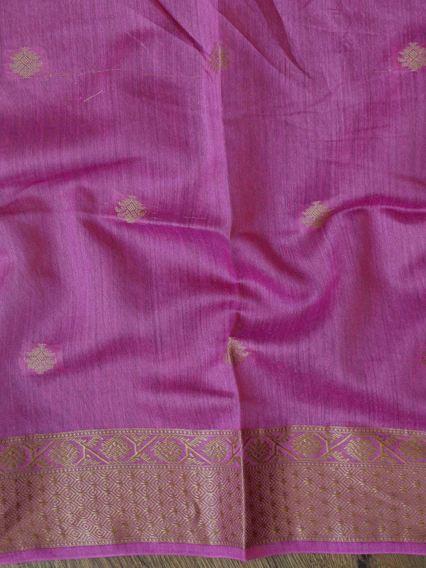 Banarasee Handwoven Pure Muga Silk Sari Buti With Floral Border & Pallu-Green