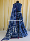 Pure Mul Cotton Lehenga Blouse & Dupatta Set-Indigo