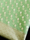 Banarasee Organza Silver Zari Salwar Kameez Fabric With Dupatta-Green & Peach