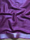 Bhagalpur Handloom Pure Linen Cotton Hand-Dyed Batik Pattern Saree-Wine