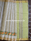 Banarasee Cotton Silk Saree With Embroidered Buta & Zari Border-Grey