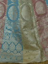 Banarasee Handwoven Silk Cotton Unstitched Lehenga Dupatta & Blouse Fabric-Multicolor