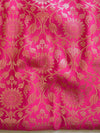 Banarasee Tissue Mirror Work Saree With Pink Silk Blouse-Silver