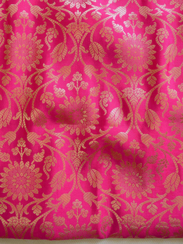Banarasee Tissue Mirror Work Saree With Pink Silk Blouse-Silver