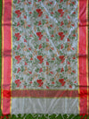 Banarasee Chanderi Cotton Dupatta With Hand-Block Printed Floral Design-White