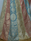 Banarasee Handwoven Silk Cotton Unstitched Lehenga Dupatta & Blouse Fabric-Multicolor