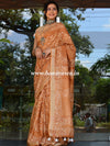 Bhagalpur Handloom Pure Linen Cotton Hand-Dyed Batik Pattern Saree-Light Brown