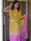 Bhagalpuri Jute Silk Cotton Suit Set With Shaded Dupatta & Kameez-Yellow & Pink