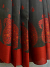 Banarasee Cotton Silk Saree Resham Buti Design & Border-Black