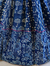 Pure Mul Cotton Lehenga Blouse & Dupatta Set-Indigo