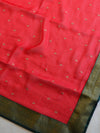 Banarasee Pure Chiffon Saree With Embroidery Work & Banarasee Border-Red & Green
