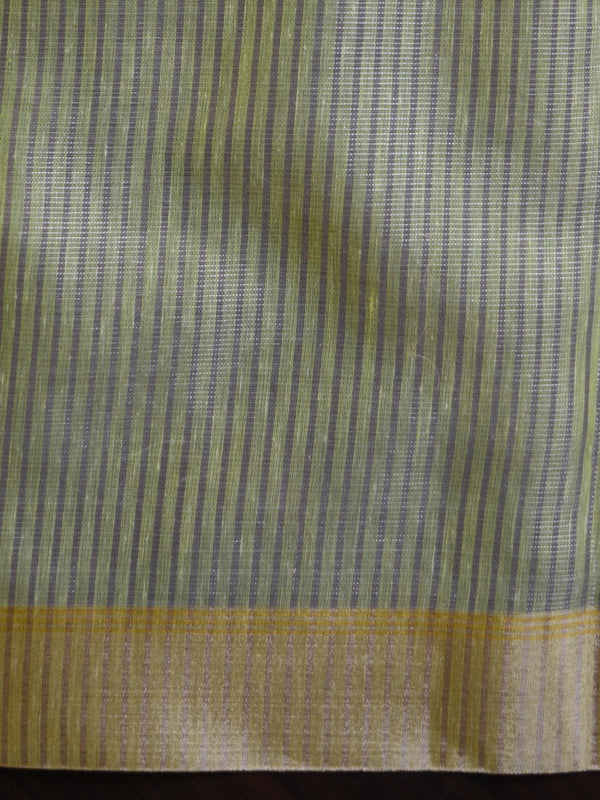 Banarasee Cotton Silk Saree With Embroidered Buta & Zari Border-Grey