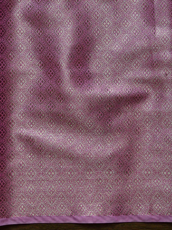 Banarasee Handwoven Semi Silk Saree With Buta Design-Neon Pink