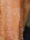 Bhagalpur Handloom Pure Linen Cotton Hand-Dyed Batik Pattern Saree-Light Brown