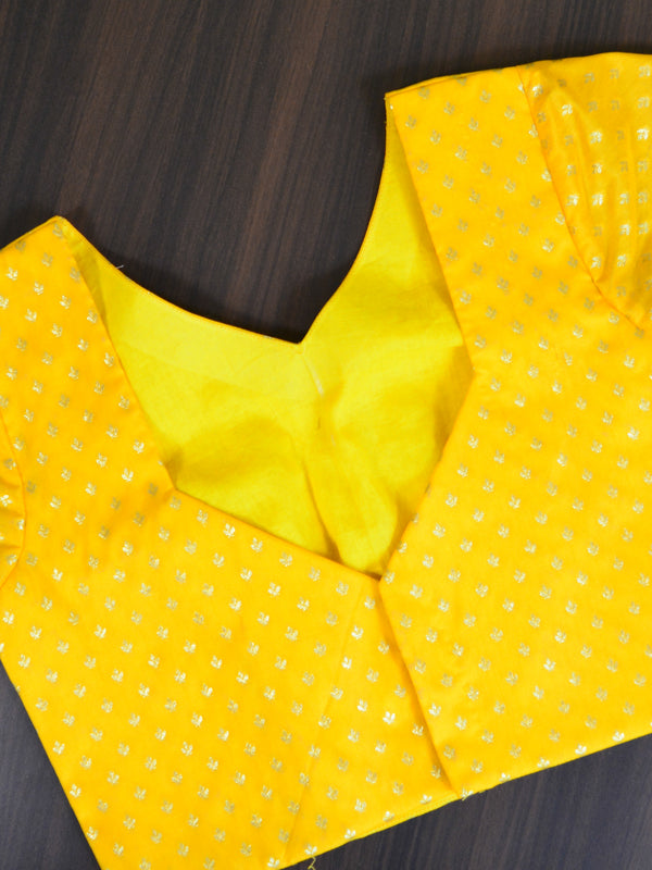 Banarasee Pure Silk Brocade Fabric Blouse-Yellow
