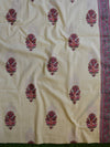 Handloom Mul Cotton Handblock Printed Suit Set-Cream & Peach