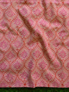 Handloom Mul Cotton Handblock Printed Suit Set-Cream & Peach