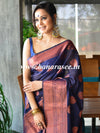 Banarasee Cotton Silk Saree With Copper Zari Buta & Border-Blue