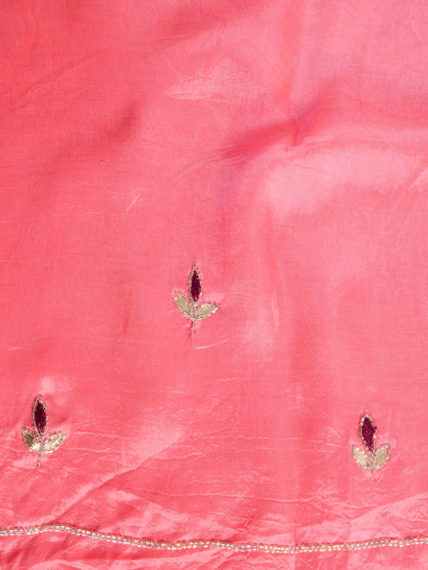 Banarasee Semi-Stitched Katdana & Zardozi Hand-Work Lehenga Blouse & Dupatta-Pink
