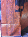 Banarasee Cotton Silk Saree With Copper Zari Buta & Border-Blue