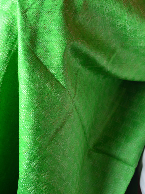 Bhagalpuri Silk Cotton Suit Set With Ghichha Jaal Kameez & Kota Dupatta-Green & Pink