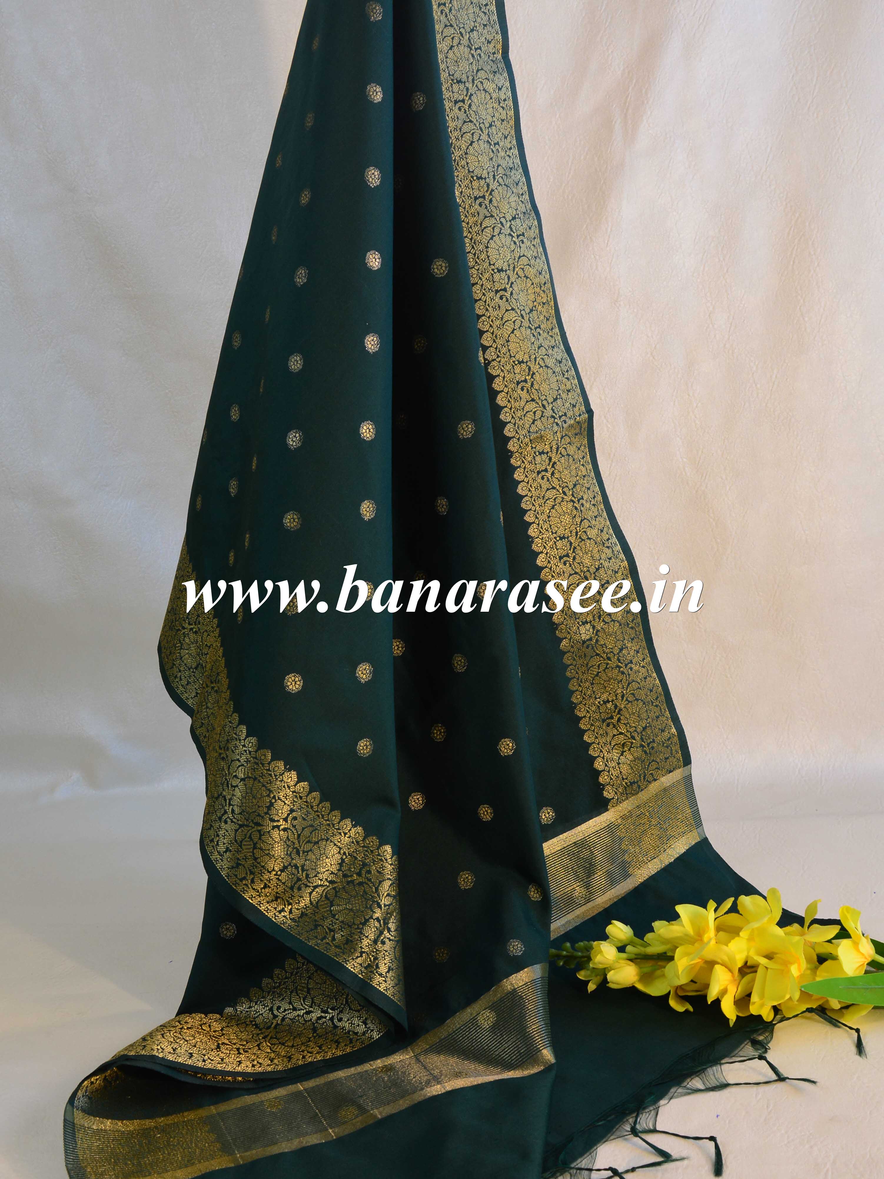 Banarasee Art Silk Buti Design Dupatta-Green