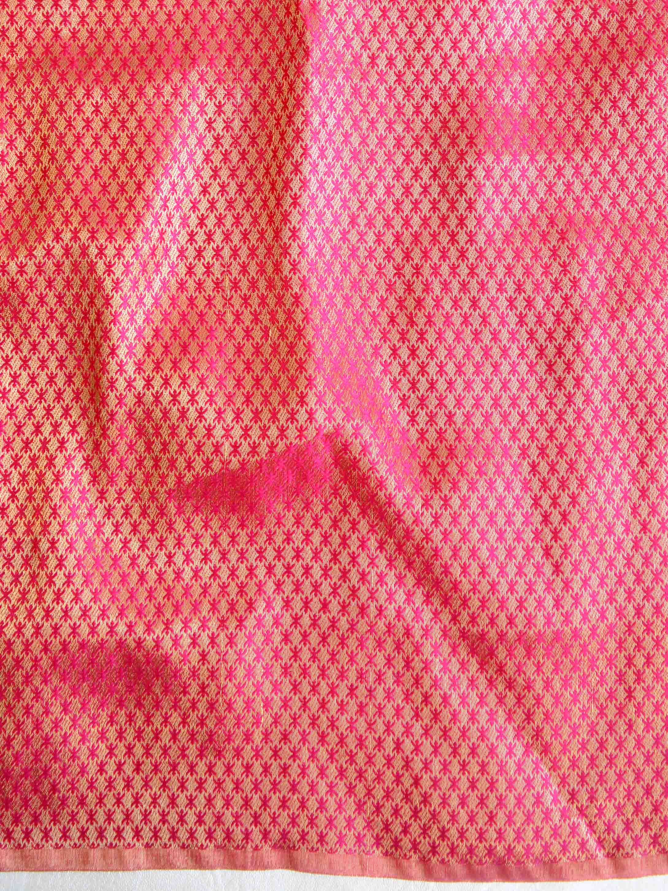 Banarasee Pure Chiffon Saree With Embroidery Work & Paisley Border-Pink
