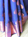 Banarasee Cotton Silk Saree With Copper Zari Buta & Border-Blue