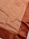 Banarasee Chiffon Blend Saree With Buti Work Zari Border & Brocade Blouse-Rose Pink & Red