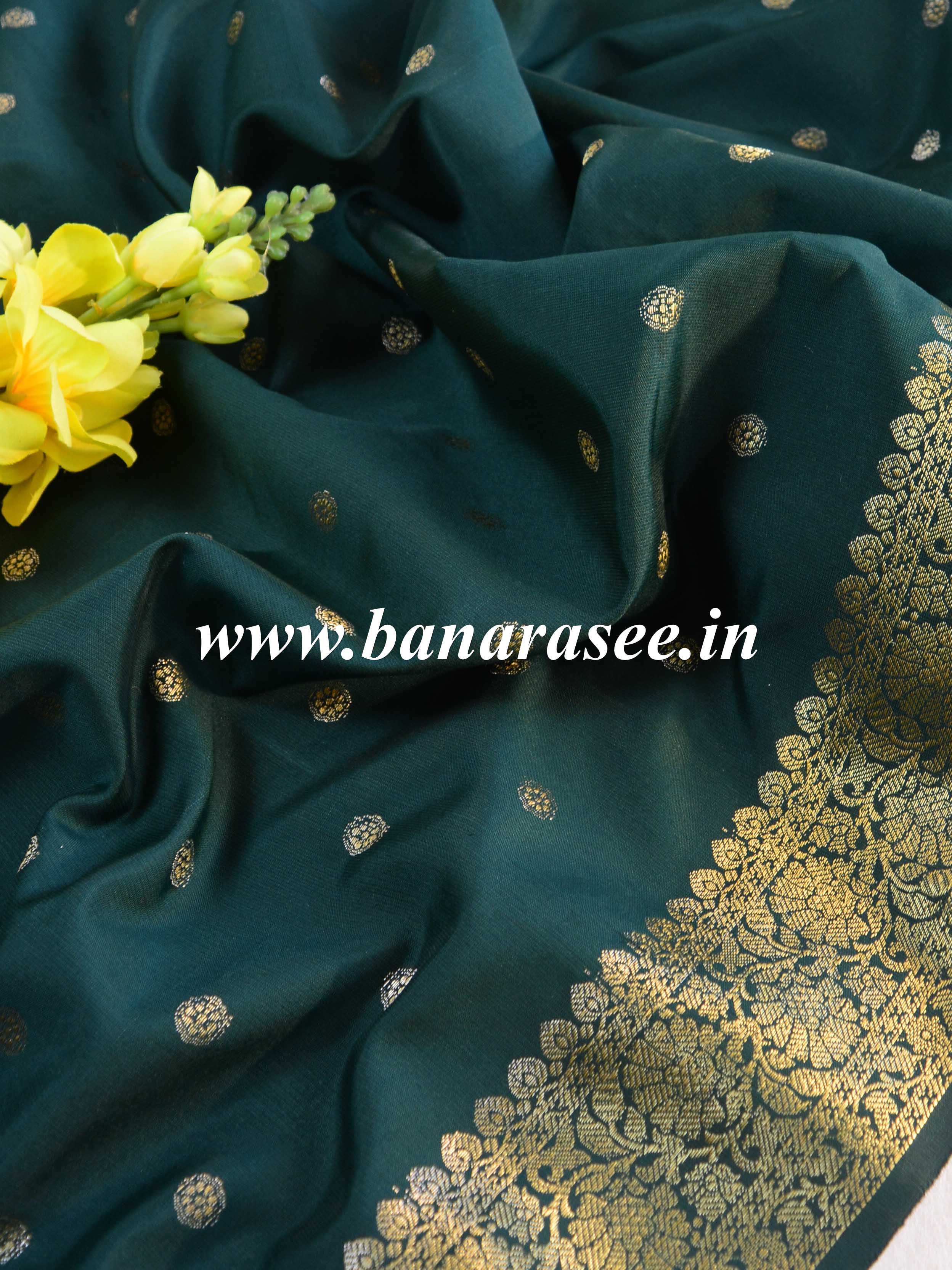 Banarasee Art Silk Buti Design Dupatta-Green